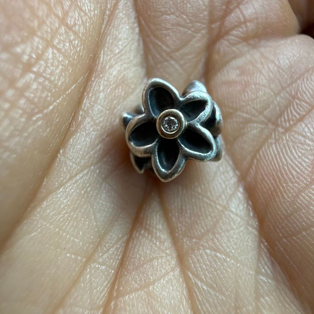 Pandora SS & 14K Gold W/Diamond He Loves Me Charm
